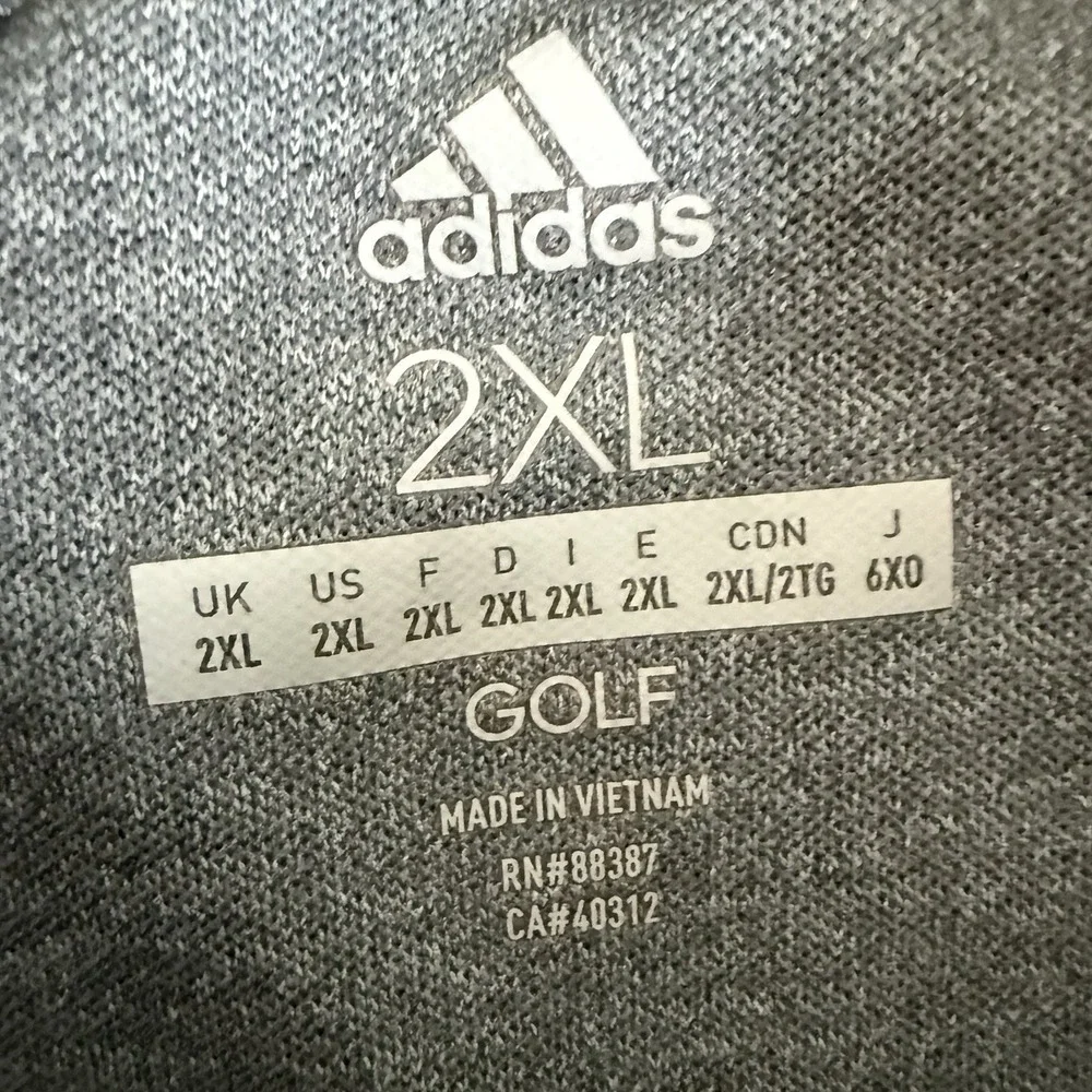Adidas Golf Men's 2XL Two Tone Grey 1/4 Quarter Zip Long‎ Sleeve Pullover